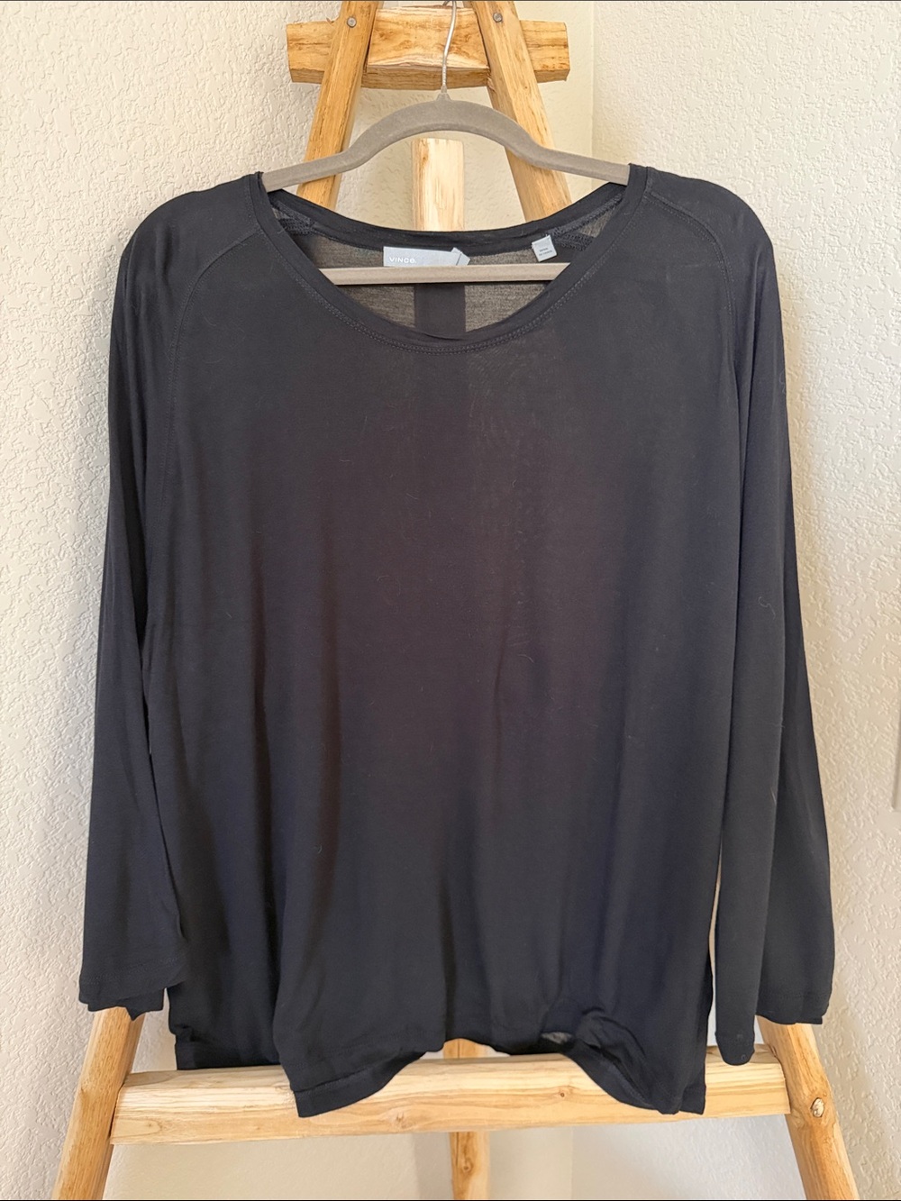 Vince Black Long-Sleeve Crewneck Top